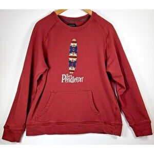 Pendleton Sweatshirt Mens Medium Maroon Southwest Graphic‎ Surf Pullover Casual